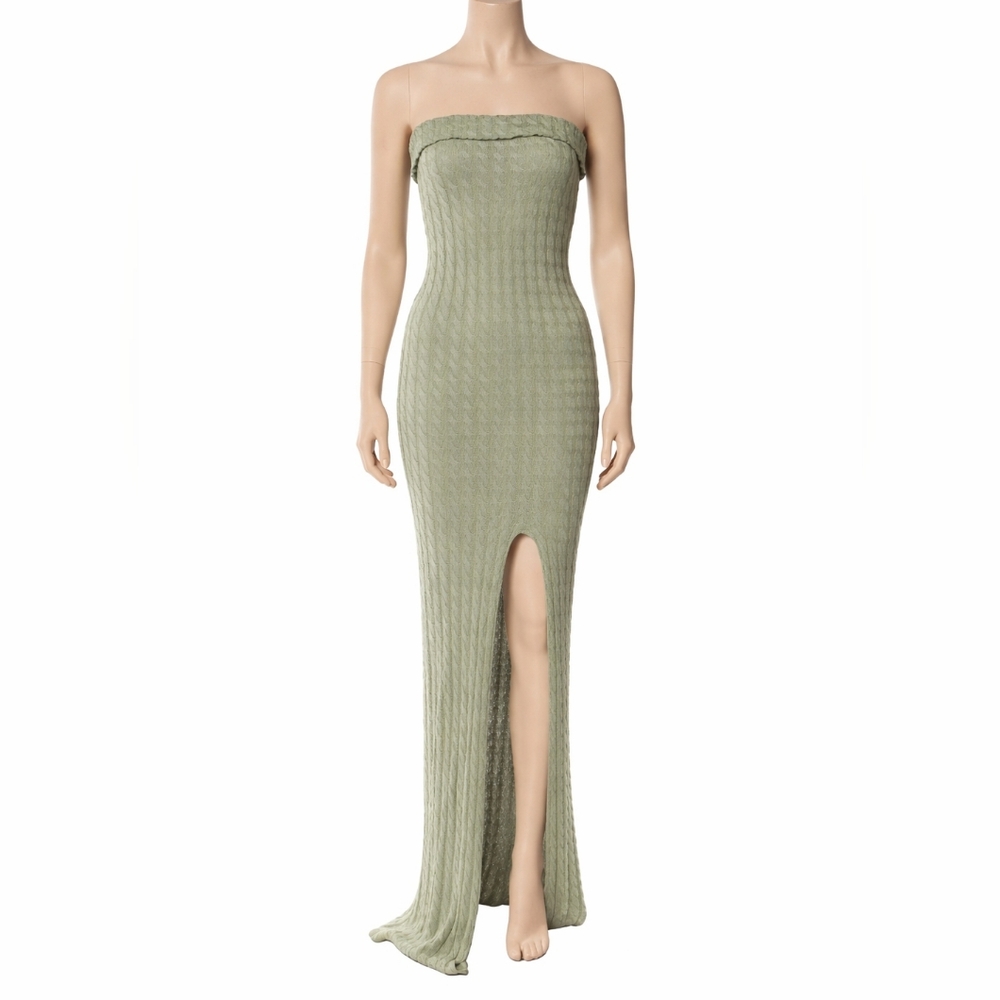 Aya Muse Strapless Sage Long Dress - Picture 4 of 8